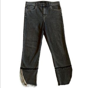 J Brand Women’s 28 Indigo Dark Grey Washed Jeans with Distressed Ankles